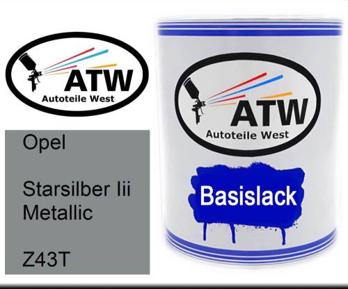 Opel, Starsilber Iii Metallic, Z43T: 1L Lackdose, von ATW Autoteile West.